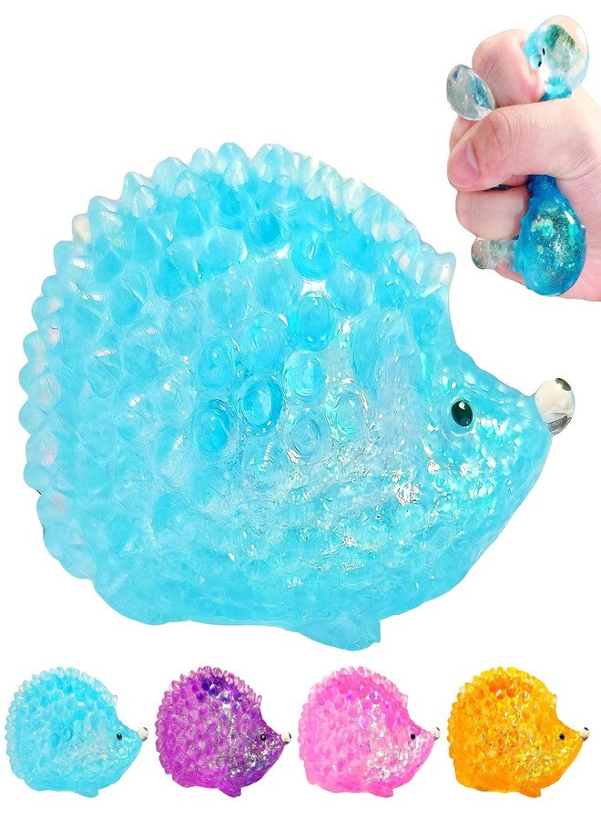 EVDERS 1Pcs Hedgehog Squishy Sugar Ball, Slow Rise Hedgehog Squishy Sensory Fidget Toys for Kids, Easter Basket Stuffers, Glitter Stress Relief Sugar Balls for Party Favors, Autism, ADHD (Blue) - Image 1